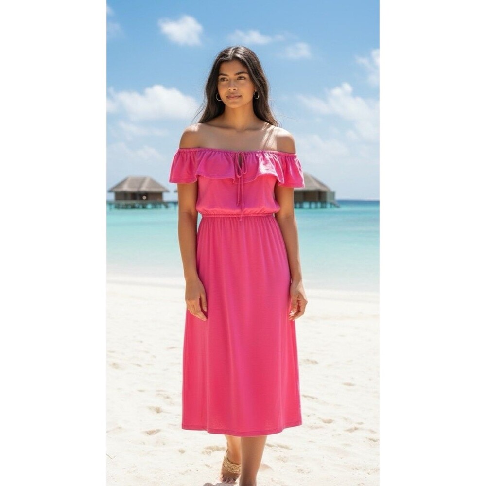 Andree by Unit NEW! summer vacation cotton midi dress lined Large vacation